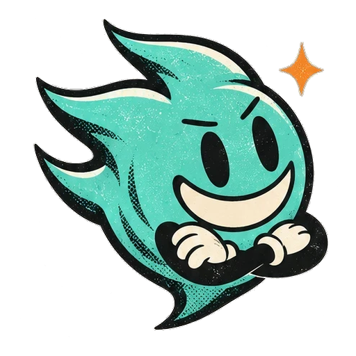 the smug teal comet smiling with tiny rubber-hose arms crossed